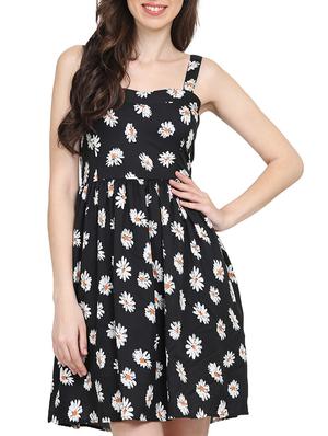 black floral fit & flare dress - 15015523 - Standard Image - 1