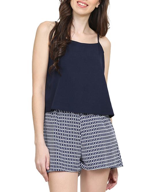 navy blue printed romper - 15015531 - Standard Image - 1