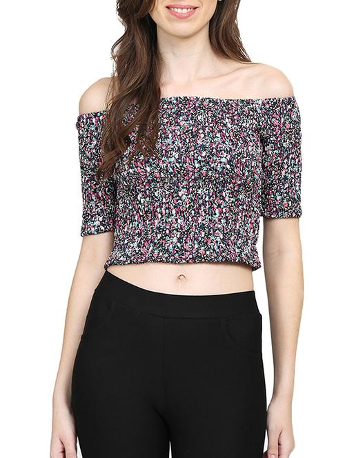 black printed crop top - 15015538 - Standard Image - 1