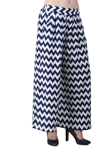 blue printed crepe flared palazzo - 15015584 - Very Small Image - 1