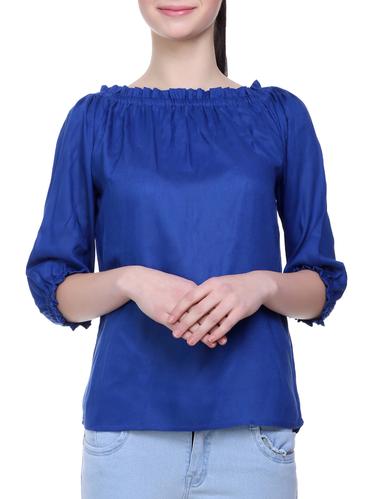 solid blue cotton top - 15015783 - Very Small Image - 1