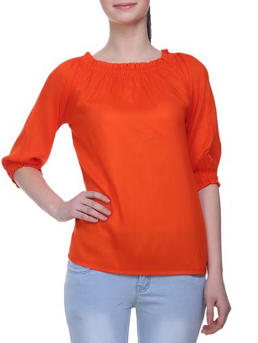 solid orange cotton top - 15015784 - Very Small Image - 1