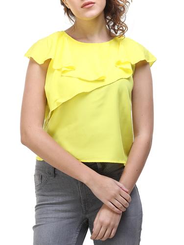 yellow solid ruffled top - 15015800 - Very Small Image - 1