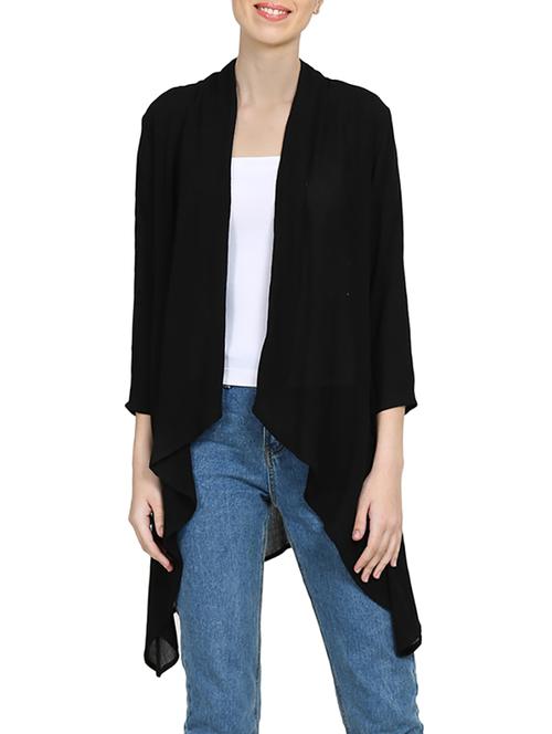 black viscose asymmetric shrug - 15015830 - Standard Image - 1