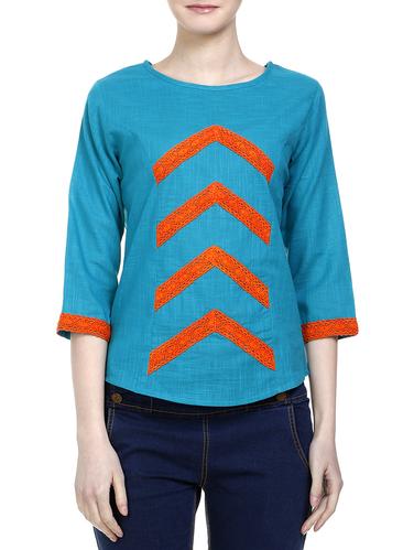 blue solid linen top - 15015849 - Very Small Image - 1