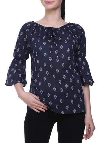 navy blue printed top - 15015858 - Very Small Image - 1