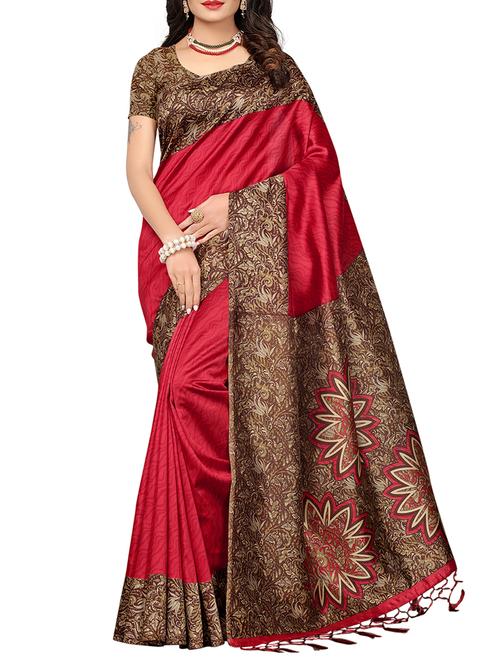 maroon mysore silk saree with blouse - 15015880 - Standard Image - 1