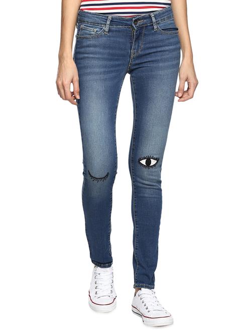 blue printed denim jeans - 15015898 - Standard Image - 1