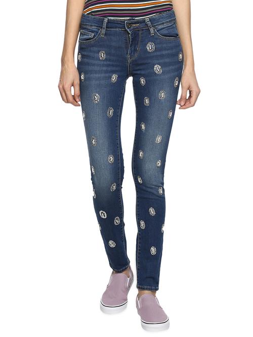 blue embellished denim jeans - 15015899 - Standard Image - 1