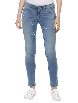 light blue embellished denim jeans - 15015922 - Standard Image - 1