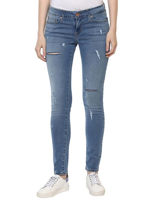 blue distressed denim jeans - 15015924 - Standard Image - 1