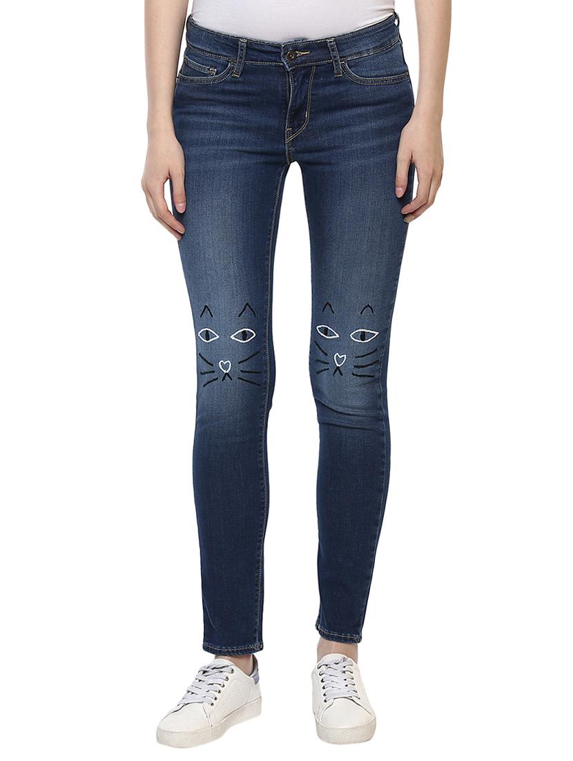 blue printed denim jeans - 15015925 - Zoom Image - 1