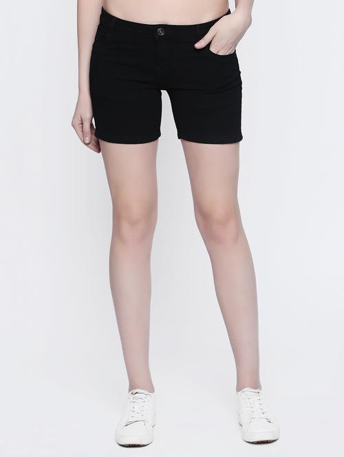 black denim shorts - 15015928 - Standard Image - 1