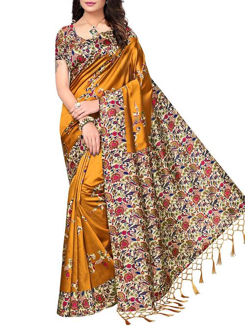 mustard mysore silk saree with blouse - 15015929 - Standard Image - 1