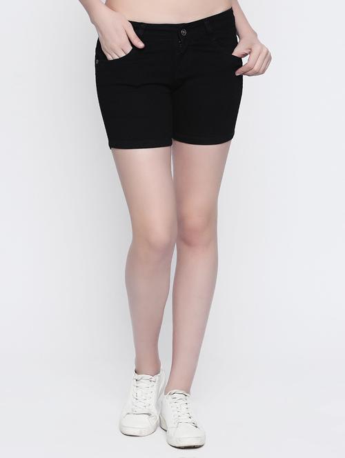 black denim shorts - 15015937 - Standard Image - 1
