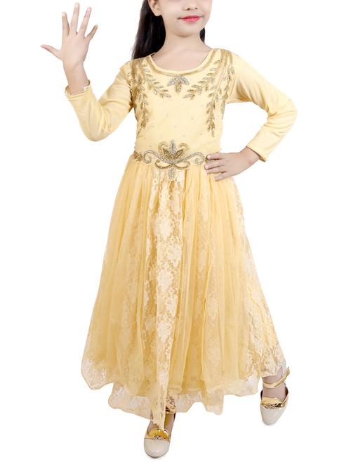 beige net party gown - 15015996 - Standard Image - 1