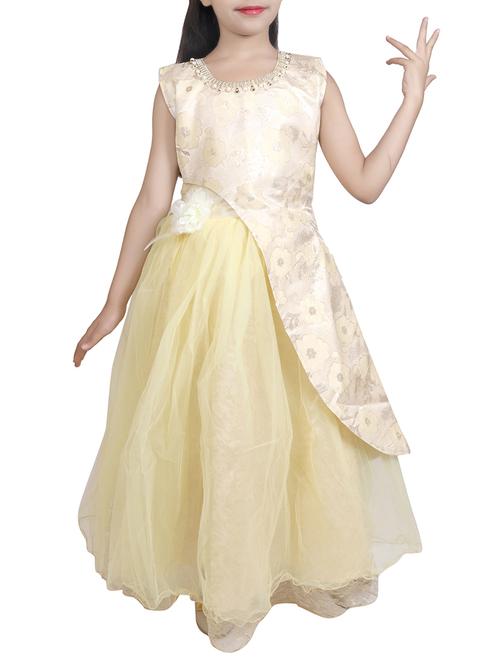 beige net party gown - 15016001 - Standard Image - 1