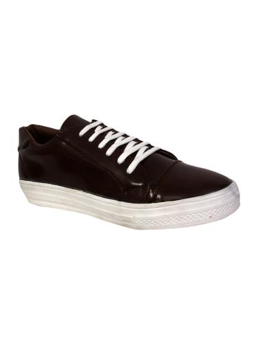brown faux leather laceup sneakers - 15016054 - Very Small Image - 1