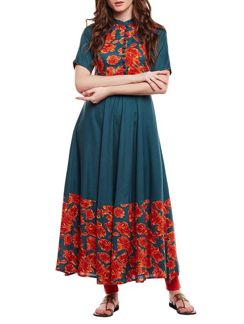 blur rayon flared kurta - 15016066 - Very Small Image - 1