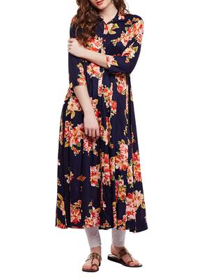 blue rayon flared kurta - 15016068 - Standard Image - 1