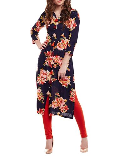 blue rayon straight kurta - 15016076 - Very Small Image - 1