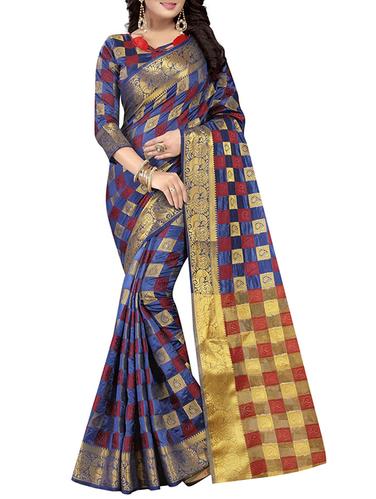 blue nauvari silk saree with blouse - 15016124 - Very Small Image - 1