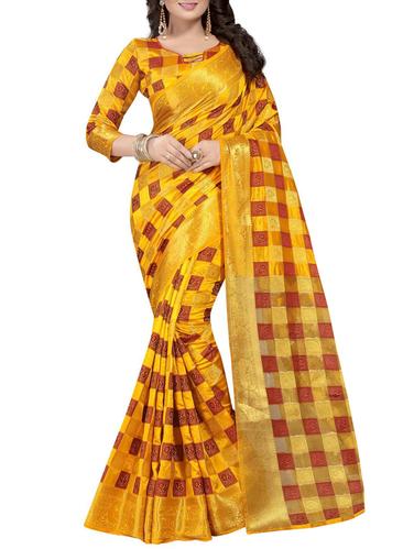 mustard nauvari silk saree with blouse - 15016128 - Very Small Image - 1