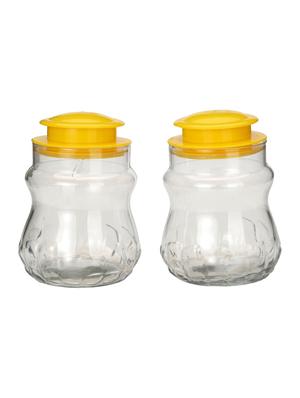 Tranparent Glass Container With Colorful Stylish Plastic Lid (Set Of 2) - 15016234 - Standard Image - 1