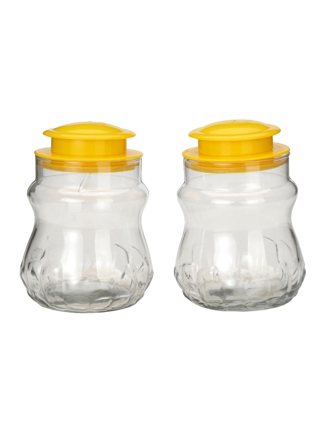Tranparent Glass Container With Colorful Stylish Plastic Lid (Set Of 2) - 15016234 - Zoom Image - 1