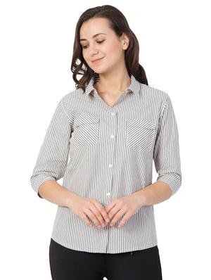 grey striped cotton shirt - 15016254 - Standard Image - 1