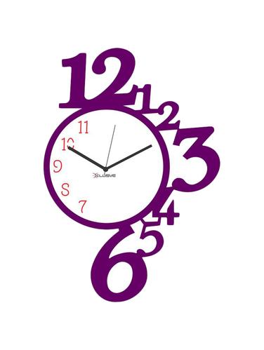 Stylized Handmade Numbers Wall Clock Purple & White - 15016344 - Very Small Image - 1