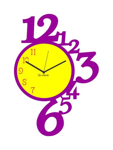 Stylized Handmade Numbers Wall Clock Pale Pink & Yellow - 15016347 - Very Small Image - 1