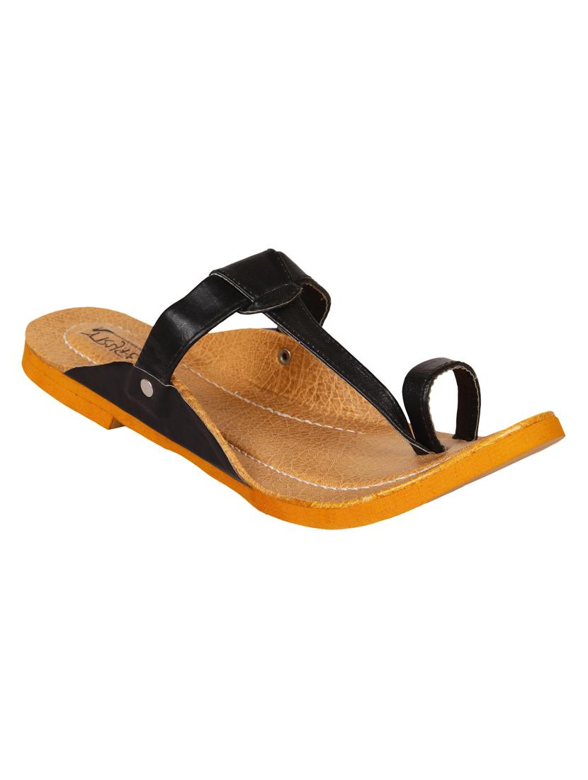 black one toe kolhapuri - 15016414 - Zoom Image - 1