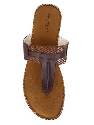 brown faux leather slippers - 15016415 - Standard Image - 4
