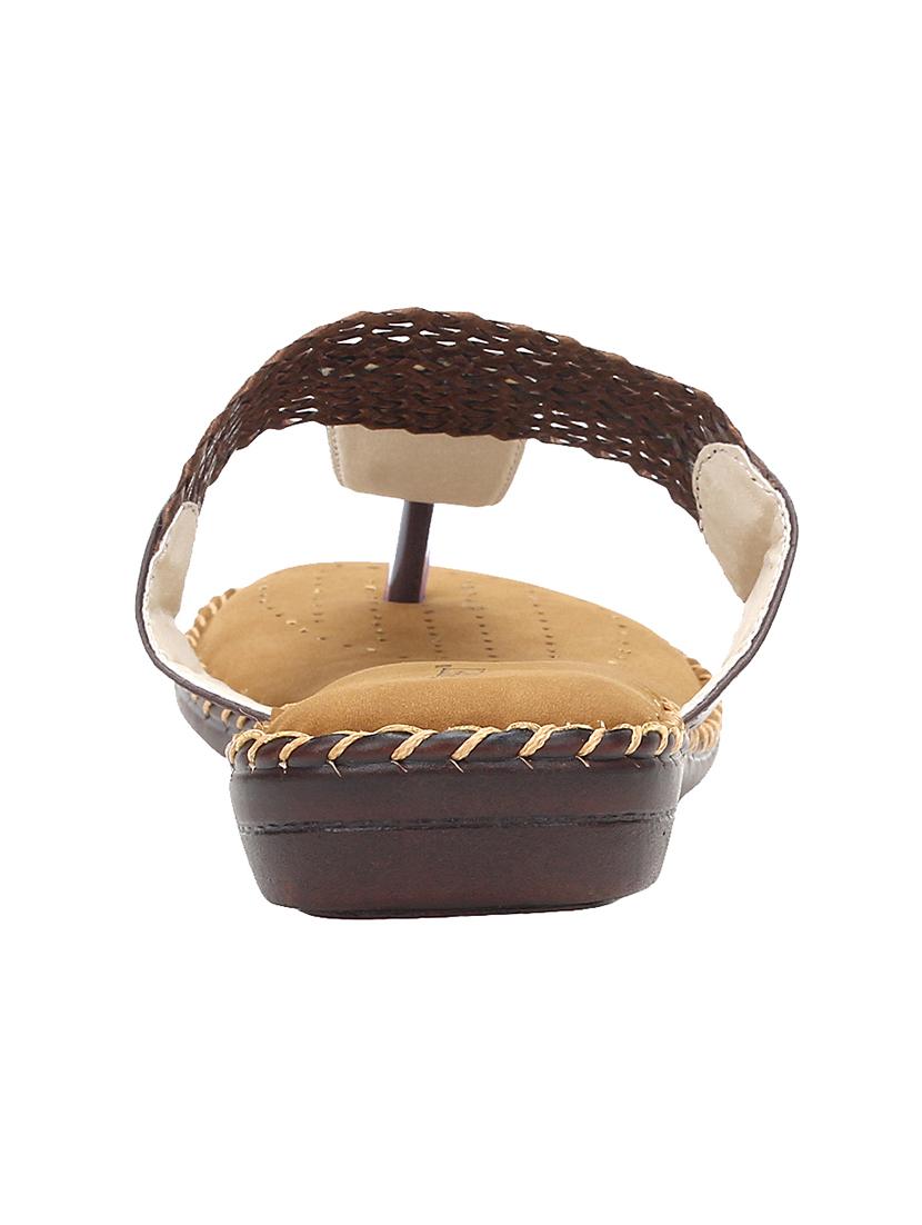 brown faux leather slippers - 15016415 - Zoom Image - 3