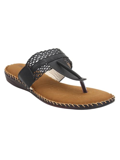 black faux leather slippers - 15016417 - Standard Image - 1