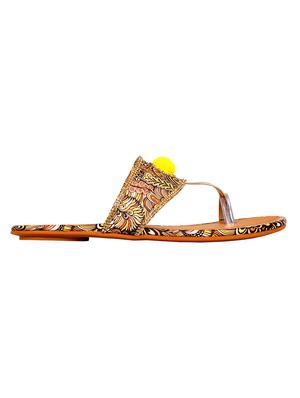 brown one toe kolhapuri - 15016425 - Standard Image - 2