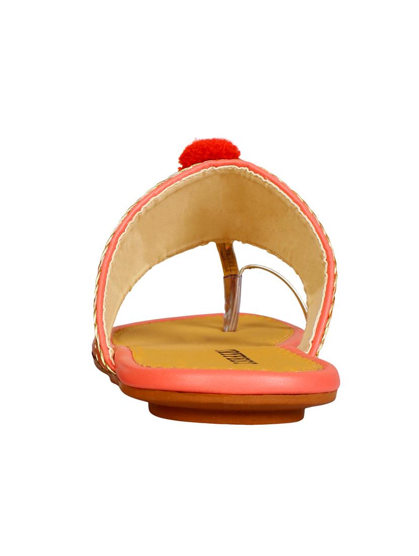 orange one toe kolhapuri - 15016427 - Zoom Image - 3