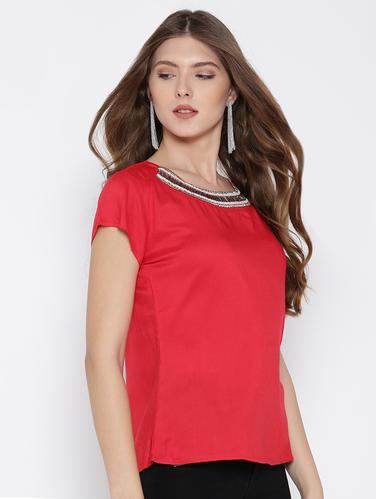 red rayon solid top - 15016505 - Very Small Image - 1