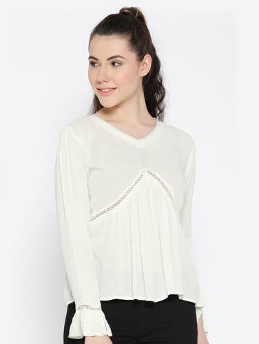 white solid rayon top - 15016533 - Very Small Image - 1