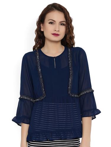 navy blue solid top - 15016552 - Very Small Image - 1