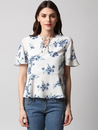 white floral peplum top - 15016580 - Very Small Image - 1