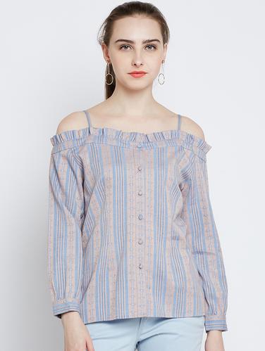 blue rayon striped top - 15016596 - Very Small Image - 1