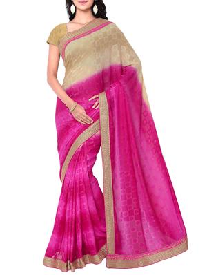 pink georgette printed saree with blouse - 15016754 - Standard Image - 1