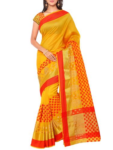 mustard art silk woven saree with blouse - 15016755 - Very Small Image - 1