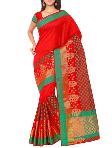 red art silk woven saree with blouse - 15016756 - Very Small Image - 1