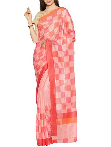 pink silk blend bhagalpuri saree with blouse - 15016770 - Very Small Image - 1