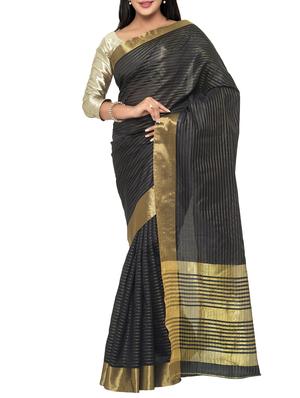 black cotton silk woven saree with blouse - 15016850 - Standard Image - 1