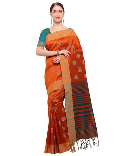Conversational tussar silk saree with blouse - 15016954 - Very Small Image - 1