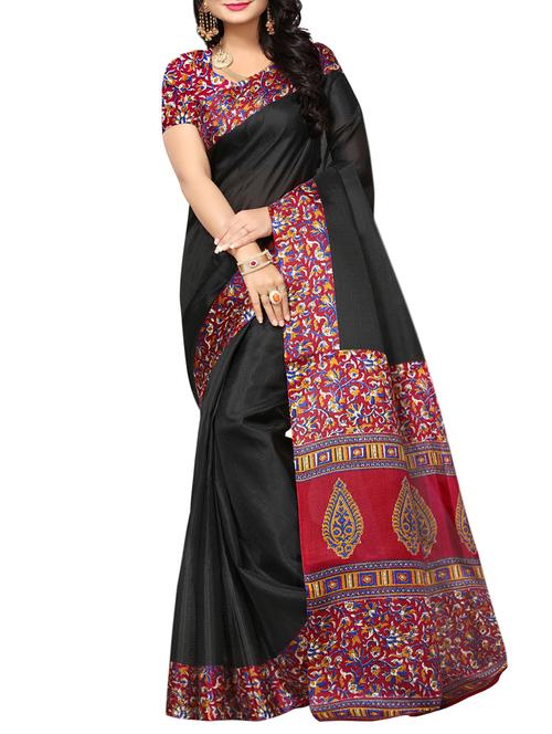 black art silk printed saree with blouse - 15016981 - Standard Image - 1